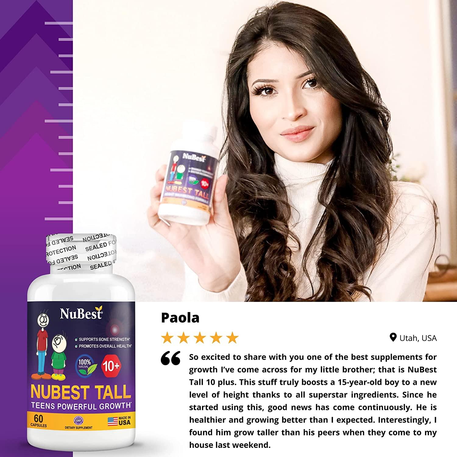 NuBest Tall 10+ - Advanced Growth Formula - Powerful Bone Strength Support - for Children (10+) & Teens Who Drink Milk Daily - Grow Strong and Stay Healthy - 60 Capsules (Pack of 6)