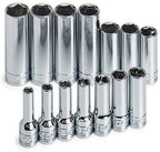 SK Professional Tools 1854 14-Piece 3/8 in. Drive 6-Point Deep Metric Socket Set - Chrome Socket Set with Super Chrome Finish | Set of 11 Sockets Made in USA