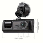 3 Channel Dash Cam Front And Rear Inside, 1080P Car DVR Camera Video Recorder G-Sensor Night Vision/ParMonitor/Accident Lock/Loop Recording