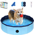 anoak foldable dog pool, plastic pool for dogs portable swimming pool for dogs, pet pool bathing tub for dogs cats with brush, storage bag, repair patch and glue