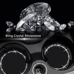 2PCS Bling Car Cup Coaster, 2.75 Inch Auto Car Cup Holder Insert Coasters Silicone Anti-Slip Crystal Rhinestone Drink Car Cup Mat, Universal Vehicle Interior Accessories for Women Girls (Black)
