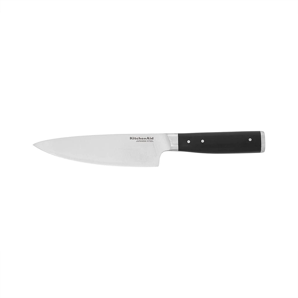 KitchenAid Gourmet Forged Triple Rivet Chef Knife with Custom-Fit Blade Cover, 6-inch, Sharp Kitchen Knife, High-Carbon Japanese Stainless Steel Blade, Black