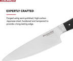 KitchenAid Gourmet Forged Triple Rivet Chef Knife with Custom-Fit Blade Cover, 6-inch, Sharp Kitchen Knife, High-Carbon Japanese Stainless Steel Blade, Black