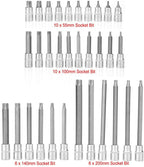 hongxinq 32pcs Precision Socket Bit Holder Adapter 1/2 Square Drive Hand Repair Tool Set