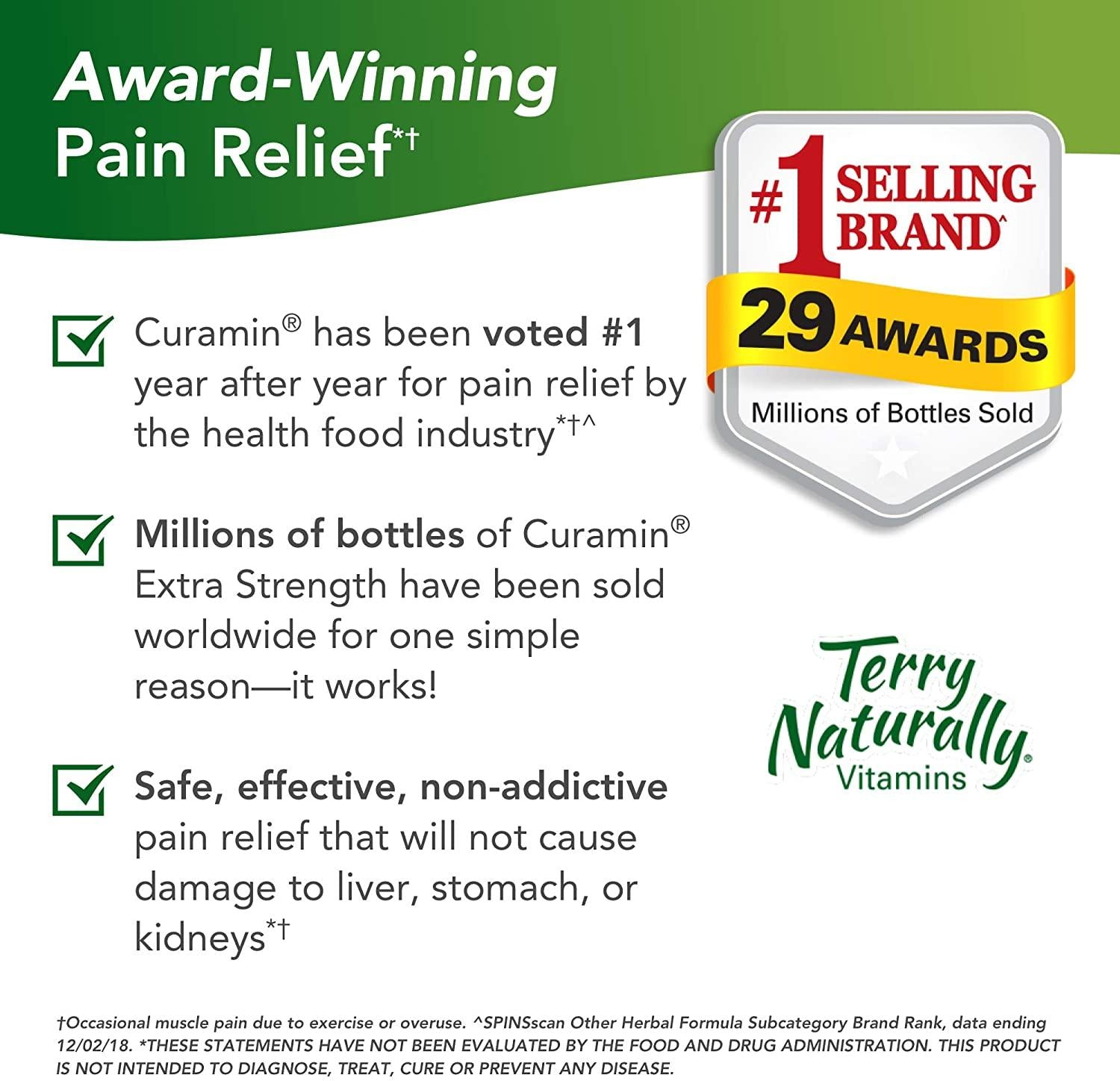 Terry Naturally Curamin Extra Strength (3 Pack) - 120 Vegan Tablets - Non-Addictive Pain Relief Supplement with Curcumin, Boswellia & DLPA - Non-GMO, Gluten-Free - 120 Total Servings