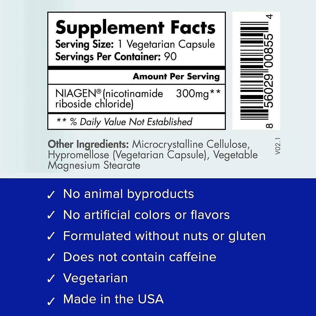 Multi Award Winning Patented NAD+ Booster Supplement More Efficient Than NMN - Nicotinamide Riboside for Cellular Energy Metabolism & Repair. Vitality, Muscle Health, Healthy Aging - 2X 90ct/300mg