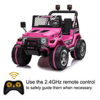 12V Power Wheels, 3 Speeds Ride On Car Truck for Child 3-8, Double Drive Electric Cars for Kids with Remote Control, LED Lights, Vehicle for Christmas Gifts to Ride on Pavement Grass Mud, Pink, Q8037
