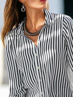 Striped Printed Casual Loose Long Sleeve Blouse