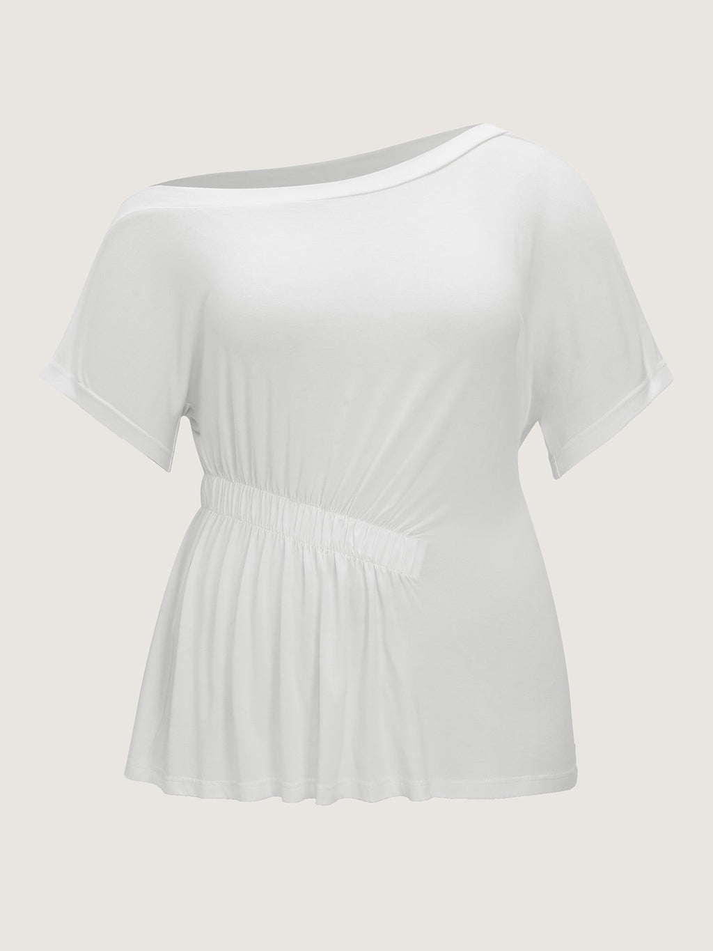 Cotton Stretchy Pleated Sides Knit Top