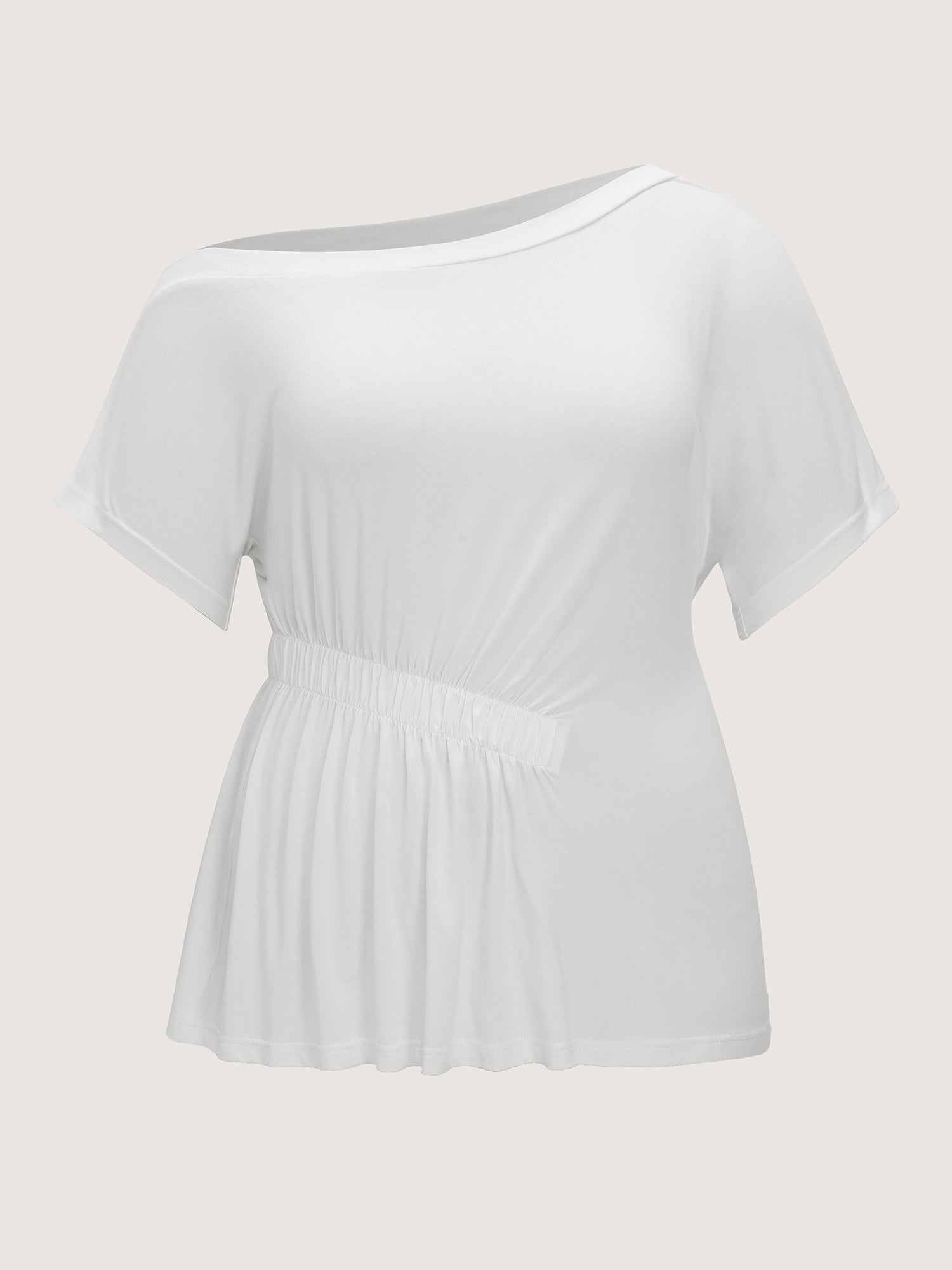 Cotton Stretchy Pleated Sides Knit Top