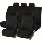 Car Seat Covers, Polyester Full Set Universal Seat Protector Decoration Thick Foam (1bag Of Metal Hooks Put In One Of The Headrest Covers）