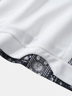 mens paisley print patchwork texture sweatshirt casual two pieces outfits