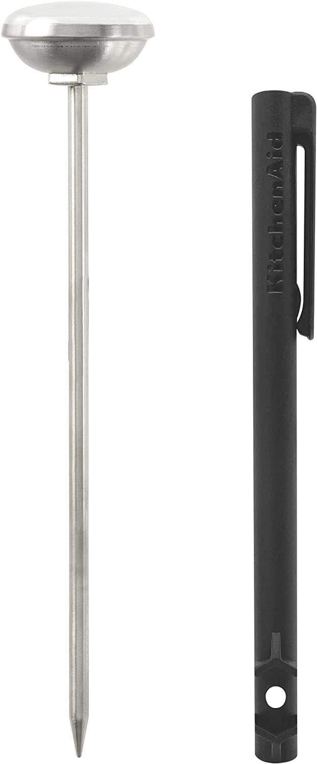 KitchenAid KQ901 Instant Read Food Thermometer for Kitchen or Grill, TEMPERATURE RANGE: 20F to 220F, 1 inch dial, Black