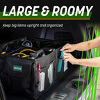 Drive Auto Car Trunk Organizer - Collapsible, Multi-Compartment Automotive SUV Car Organizer for Storage w/Adjustable Straps - Truck &amp; Car Accessories for Women and Men - Black
