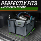 Drive Auto Car Trunk Organizer - Collapsible, Multi-Compartment Automotive SUV Car Organizer for Storage w/Adjustable Straps - Truck &amp; Car Accessories for Women and Men - Black