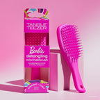 Tangle Teezer x Barbie The Mini Ultimate Detangling Brush, Dry and Wet Hair Brush Detangler for Traveling and Small Hands, Totally Pink