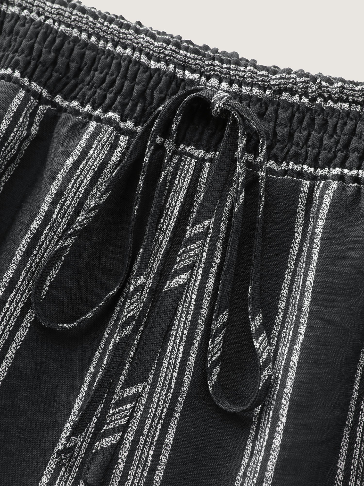 Abstract Striped Drawstring Shirred Waist Pants