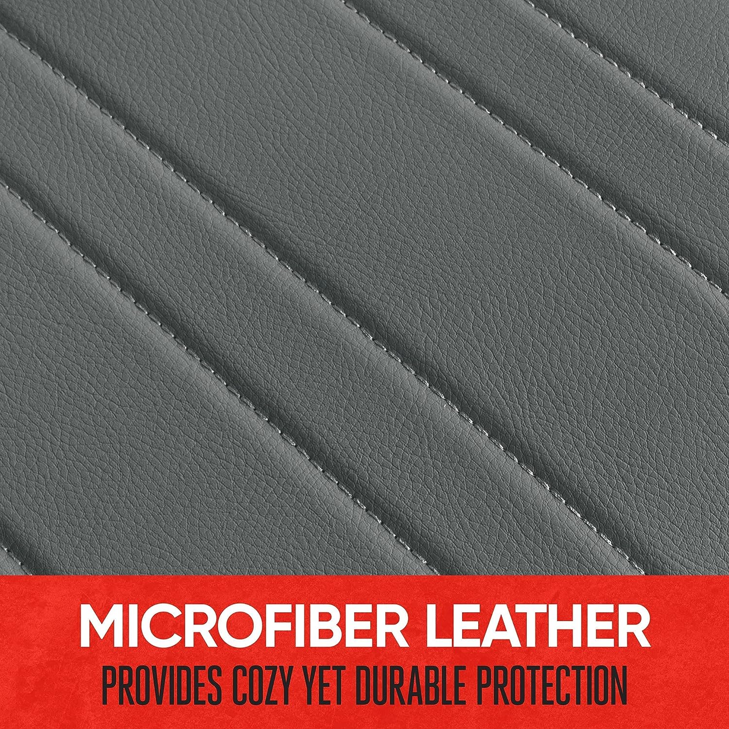 Motor Trend Seat Covers for Cars Trucks SUV, Faux Leather 2-Pack Gray Padded Car Seat Covers with Storage Pockets, Premium Interior Seat Cover
