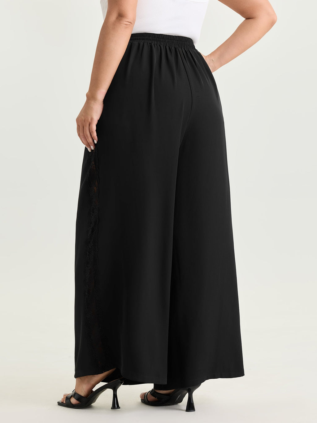 Lace Side Panels Drawstring Pants