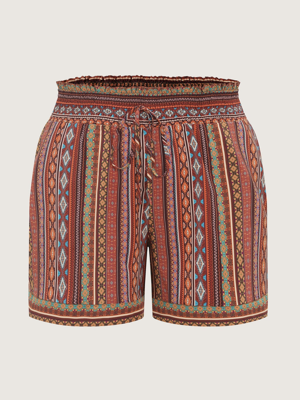 Geometric Striped Drawstring Waist Shorts