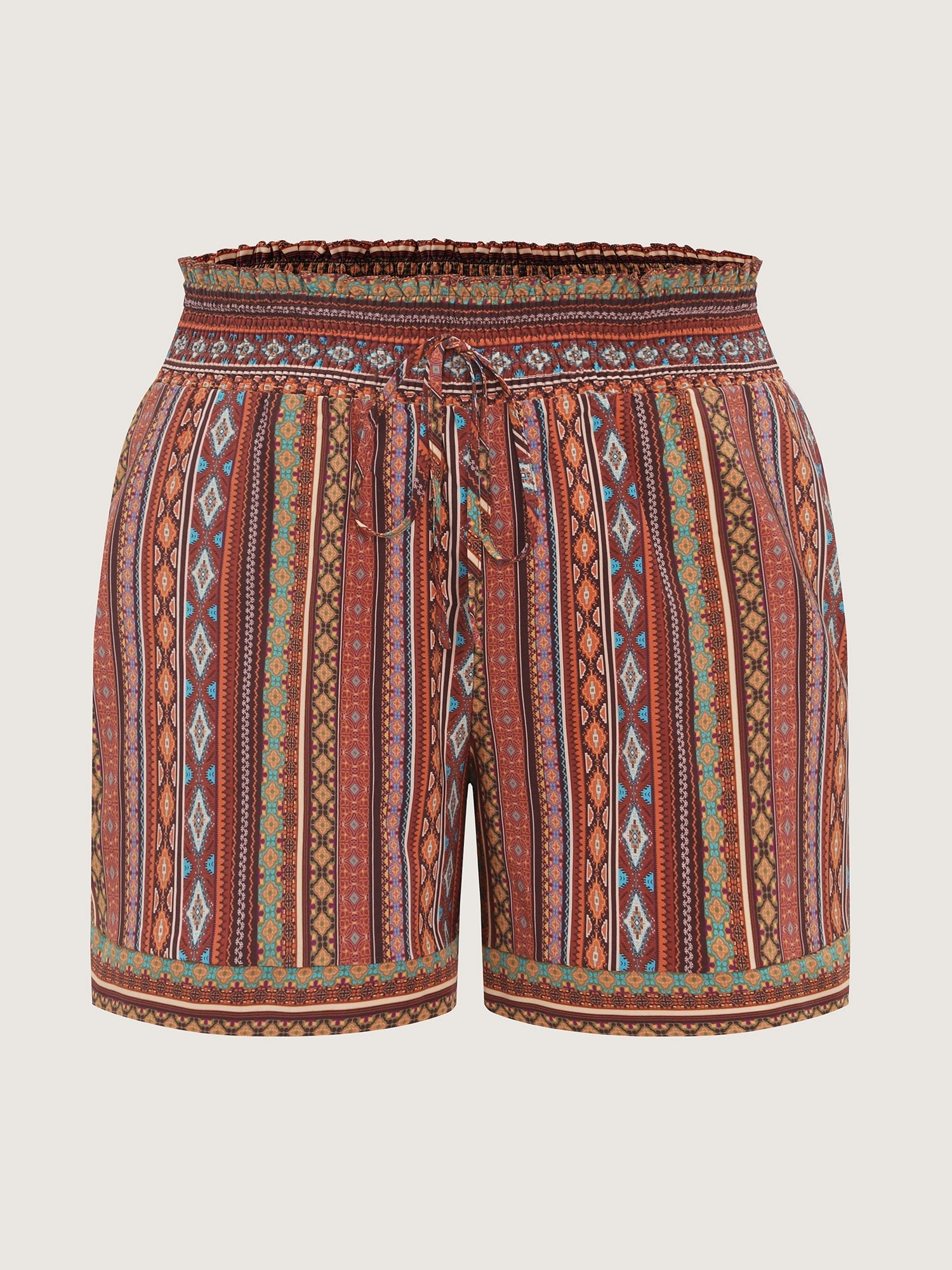 Geometric Striped Drawstring Waist Shorts