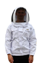 OZ ARMOUR Beekeeping Jacket Poly Cotton Heavy Duty with Fencing Veil & Round Brim Hat Beekeeper Costume (Large)