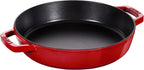 Staub Cast Iron 13-inch Double Handle Fry Pan - Cherry, Made in France