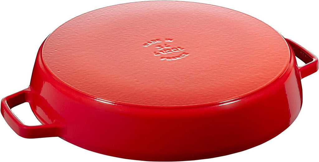 Staub Cast Iron 13-inch Double Handle Fry Pan - Cherry, Made in France