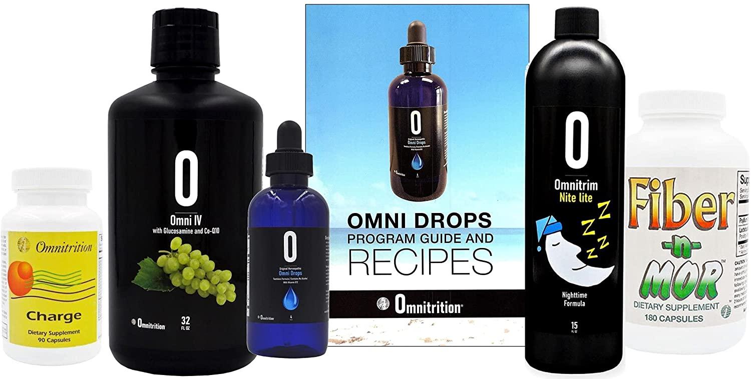Omni Drops with Vitamin B12, Nite Lite, Fiber N Mor, Omni 4 with Glucosamine, Charge Capsules with Caffeine by Omnitrition