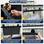 EcoNour Car Side Window Sun Shade (2 Pack) | Retractable Car Roller Sunshade for Kids | Baby Car Window Shades for UV and Sun Glare Protection | Baby Car Travel Accessories (15"x17")