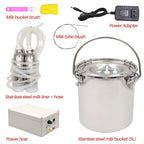 5L MilMachine Kit for Cow Goat Sheep Portable  Steel Bucket Suction Milker with 2 Teat Cups (Cow)