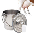 5L MilMachine Kit for Cow Goat Sheep Portable  Steel Bucket Suction Milker with 2 Teat Cups (Cow)
