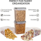 2/6pcs Airtight Food StoraContainers 54oz/1.6L Plastic BPA PP Material Kitchen Pantry Containers For Sugar, Flour, Baking, Dishwasher Safe
