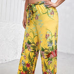 floral print summer wide leg pants