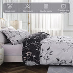 Lekesky Reversible Duvet Cover King Size, White Black Tree Branch Pattern Comforter Cover King 3pc Super Soft Microfiber Breathable Botanical Bedding Sets with Zipper Ties