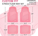 CAR PASS Heavy Duty Rubber Floor Mats Pink 4-Piece Car Mat Set - Universal Waterproof Floor Mats for Car SUV Truck, Durable All-Weather Mats，Car Mats for Women,Girly(All Pink)