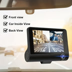 3 Lens Dash Camera, 4'' Touch IPS Screen Car Video Recorder, 1080P +720P+720P
