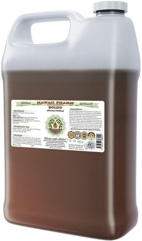 Boldo Alcohol-Free Liquid Extract, Boldo (Peumus boldus) Dried Leaf Glycerite Hawaii Pharm Natural Herbal Supplement 64 oz
