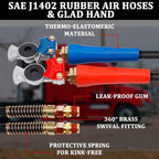 YiaChuii 12 FT Semi Truck Air Hose Kit, 3 in 1 ABS Semi Trailer Air Hose Line with Glad Hands Gladhand Seals Air Brake Lines for Trailers
