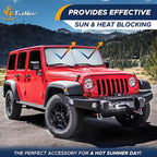 EcoNour 2-Piece Windshield Sun Shade for Jeep, Offers Complete Automotive Sun Protection, Foldable Jeep Windshield Shade Suits Wrangler, Compass, Gladiator &amp; Renegade, (X-Small 18 in x 26 in)