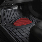 FH Group Automotive Floor Mats - Heavy-Duty Rubber Floor Mats for Cars, Universal Fit Full Set, Climaproof Floor Mats, Trimmable Floor Mats for Most Sedan, SUV, Truck Floor Mats Burgundy