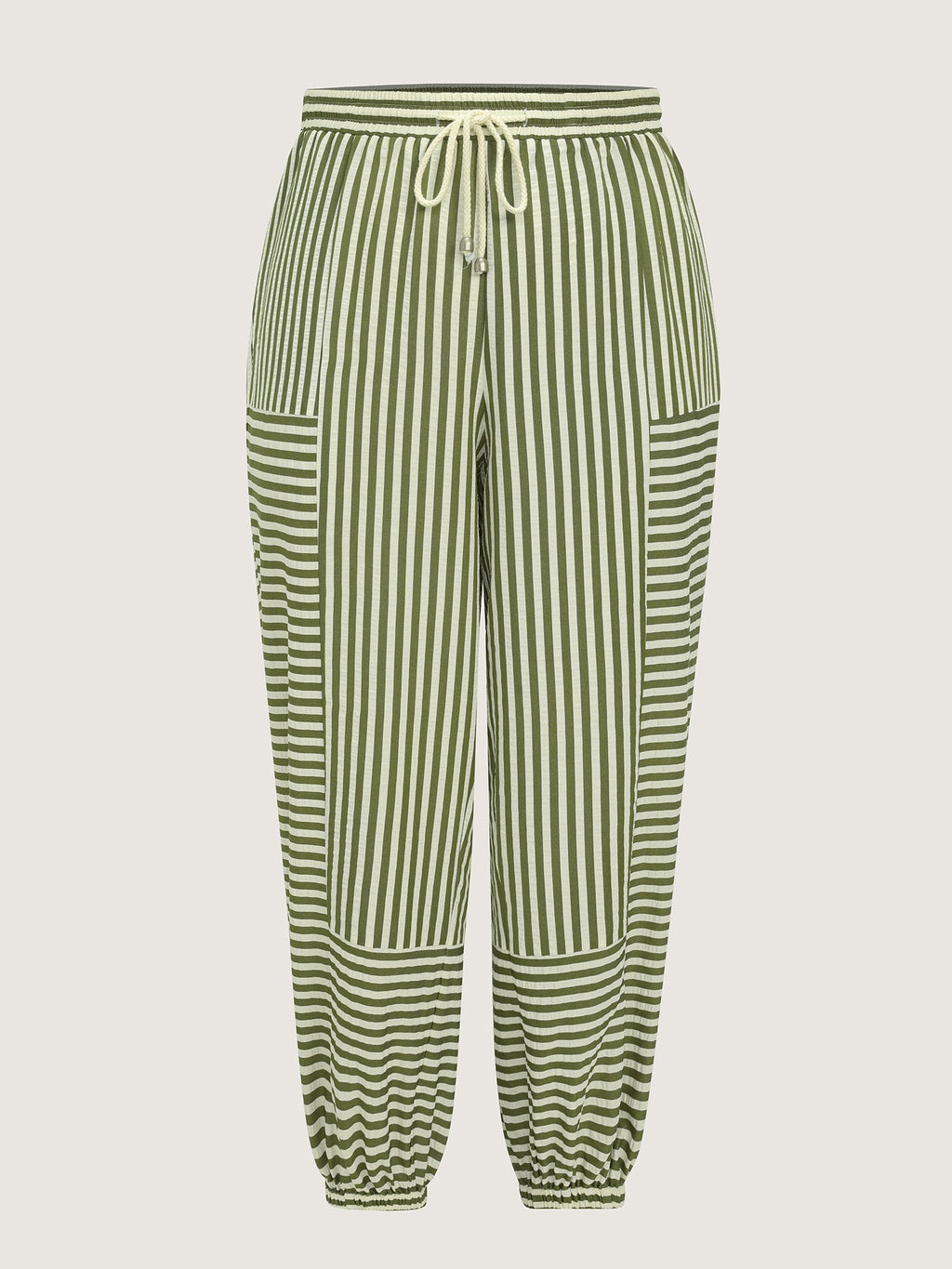 Striped Print Cuffed Hem Pants