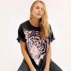 black oversized tiger tees pullover tops