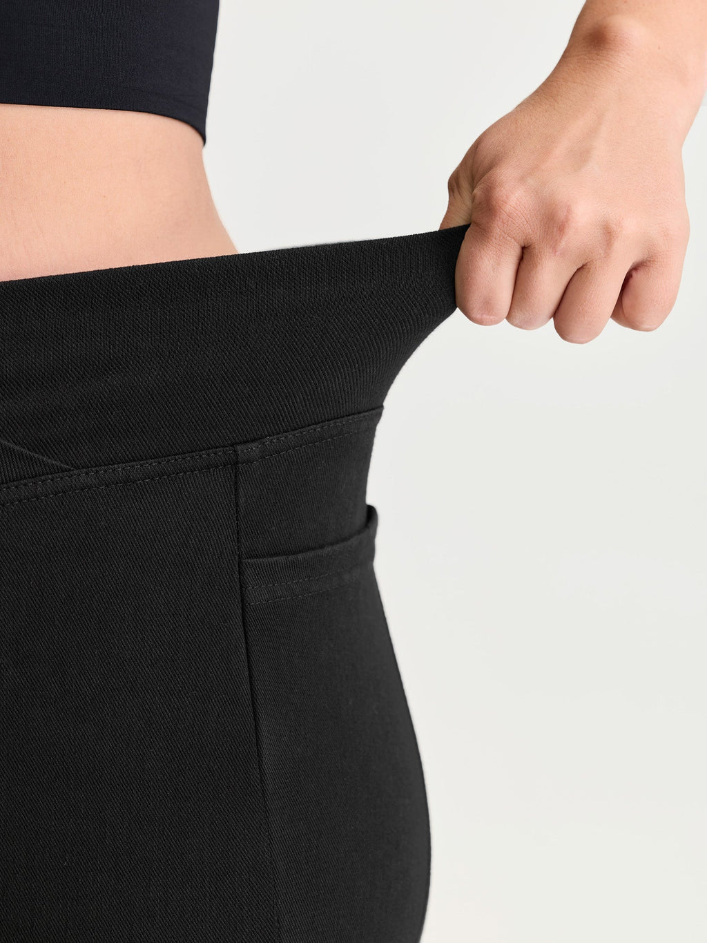 Stretchy Skinny-Fit Overlap Waist Jeans