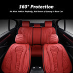 Coverado Leather Seat Covers Full Set, 5 Seats Universal Seat Covers for Cars, Waterproof Luxury Leatherette Seat Cushions, Front and Rear Seat Protectors, Auto Seat Covers Fit for Most Vehicles Red