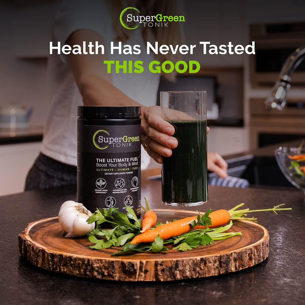 Supergreen Tonik 100% Natural Greens Superfood Powder – Daily Supplement with 38 Superfoods, Vitamins and Minerals – Supports Energy, Stress, Sleep and Immunity – 30 Day Supply – 360 Grams (3 Tubs)