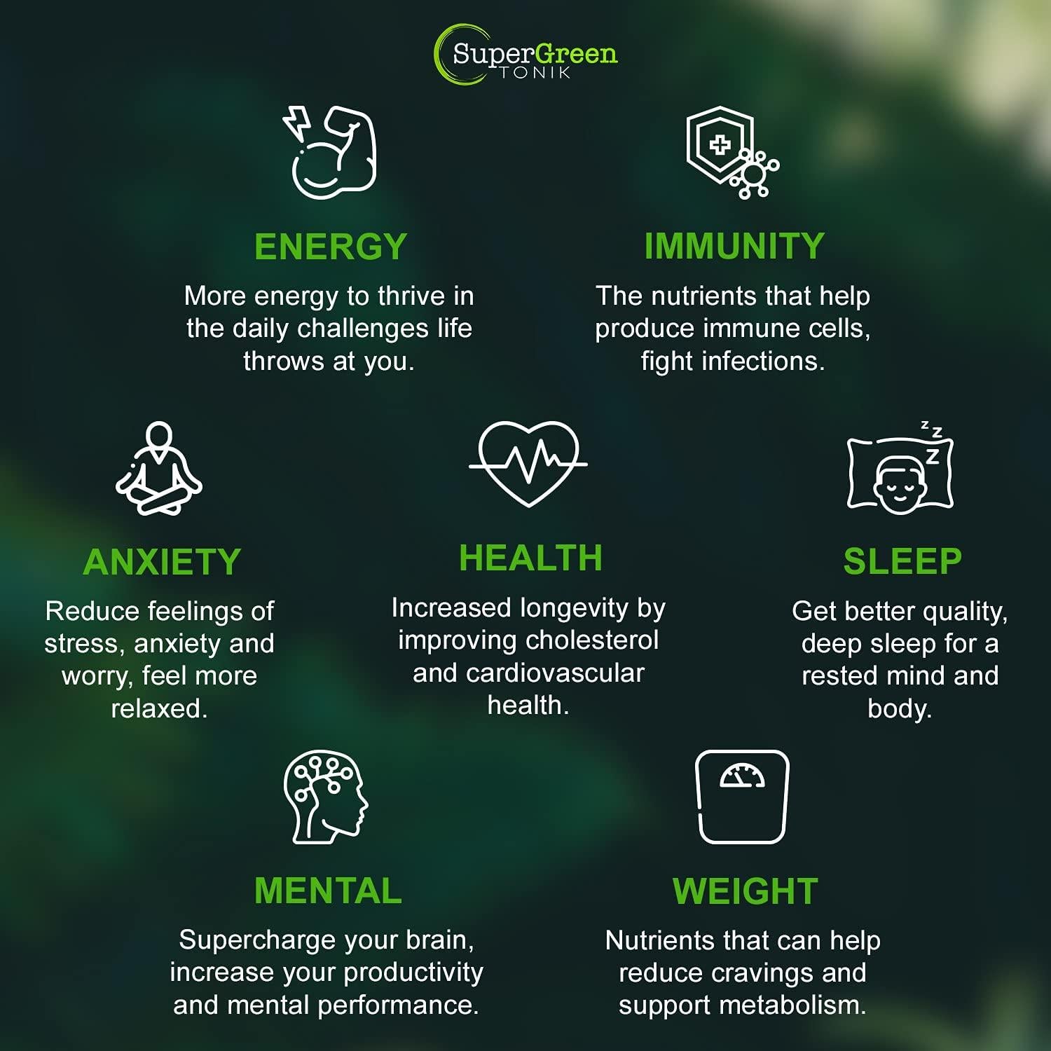 Supergreen Tonik 100% Natural Greens Superfood Powder – Daily Supplement with 38 Superfoods, Vitamins and Minerals – Supports Energy, Stress, Sleep and Immunity – 30 Day Supply – 360 Grams (3 Tubs)