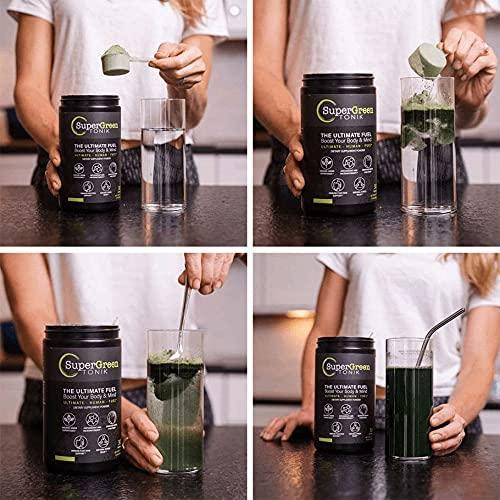 Supergreen Tonik 100% Natural Greens Superfood Powder – Daily Supplement with 38 Superfoods, Vitamins and Minerals – Supports Energy, Stress, Sleep and Immunity – 30 Day Supply – 360 Grams (3 Tubs)