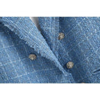 tweed women elegant blue blazers