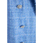 tweed women elegant blue blazers